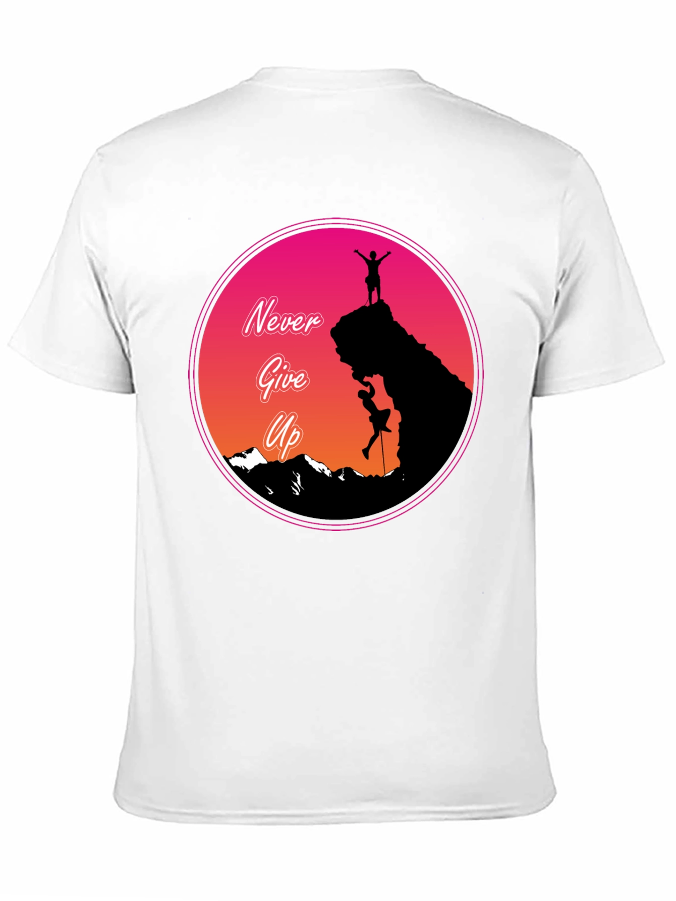 Never Give Up Mountain Climber Graphic T-Shirt