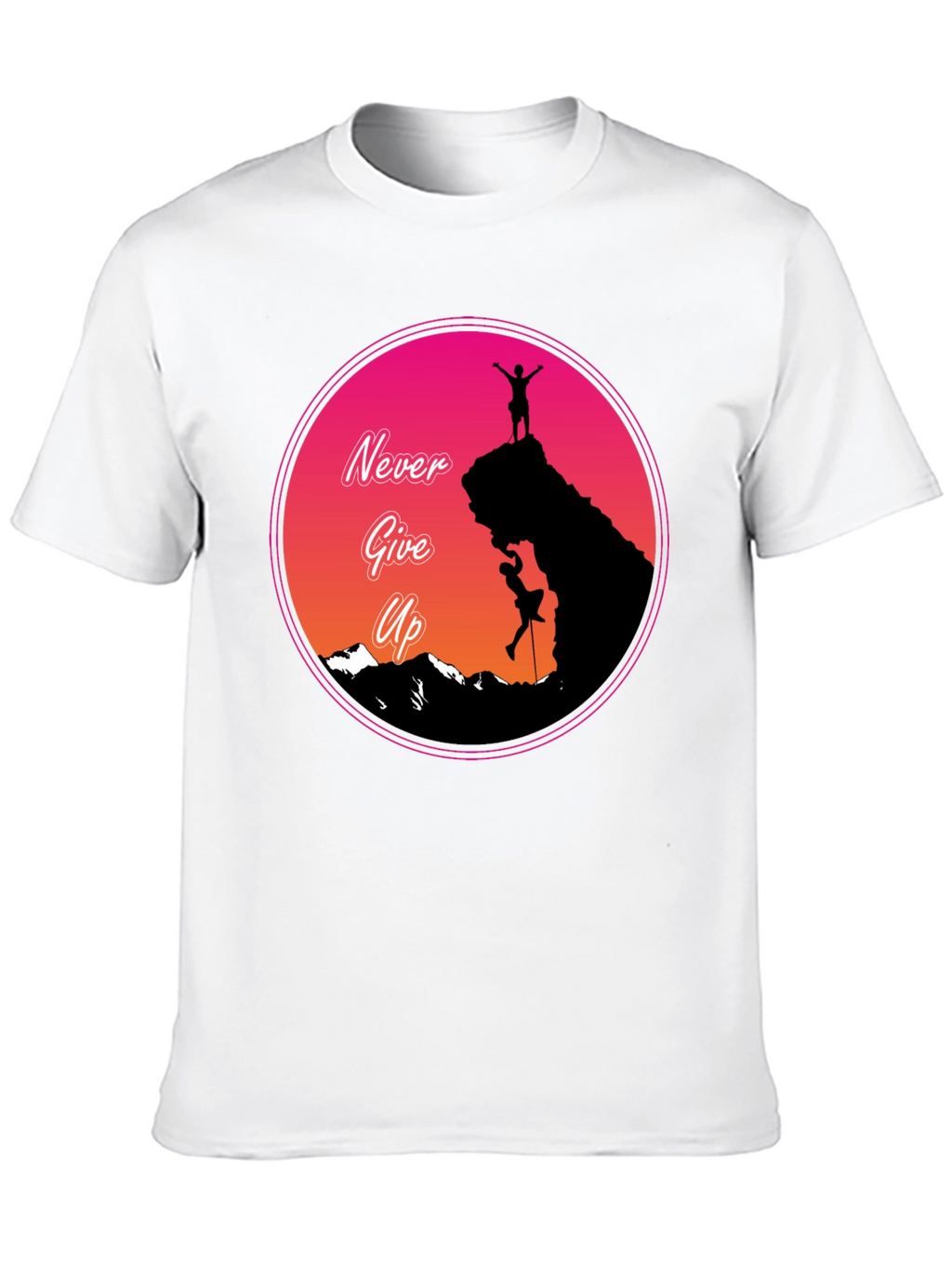 Never Give Up Mountain Climber Graphic T-Shirt