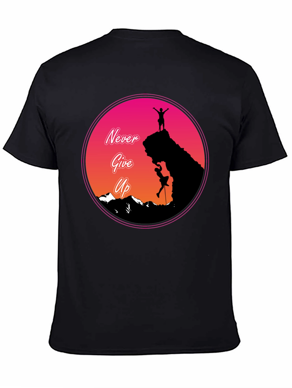 Never Give Up Mountain Climber Graphic T-Shirt
