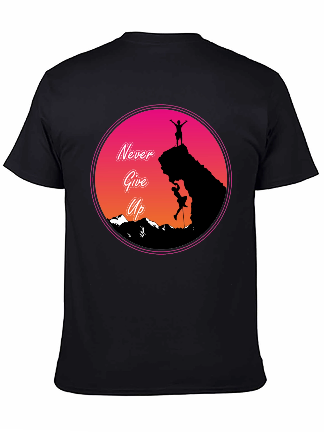 Never Give Up Mountain Climber Graphic T-Shirt