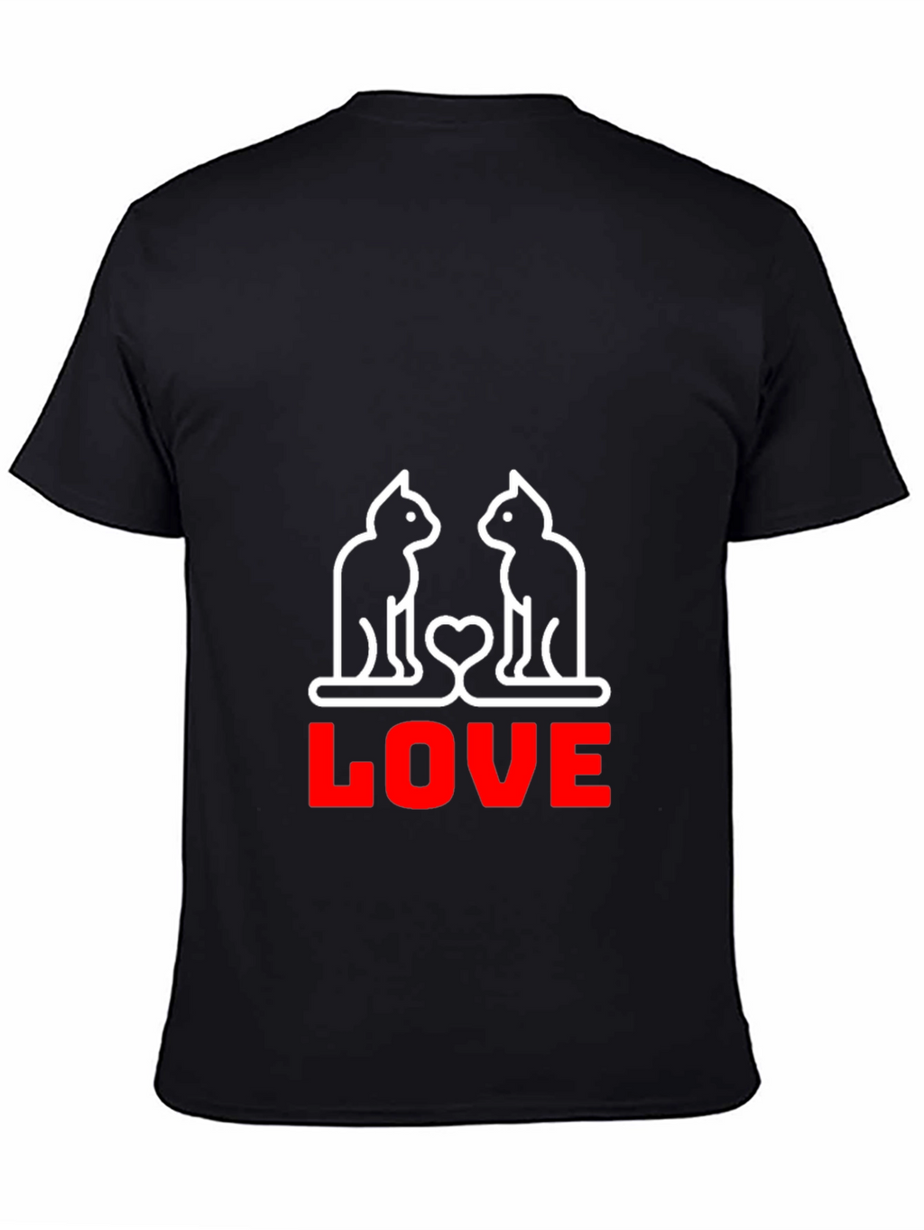 Cat Love Graphic T-Shirt - Black