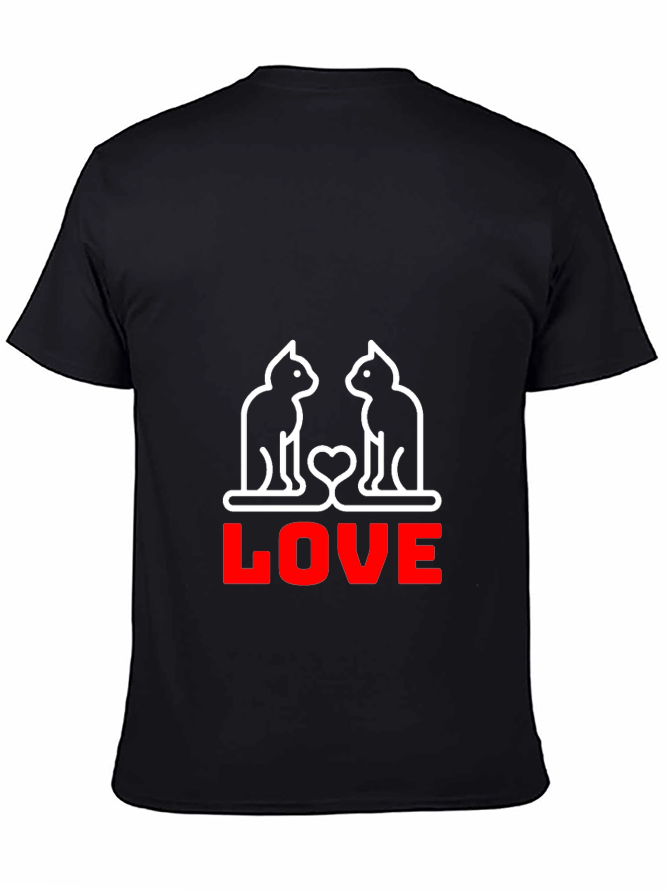 Cat Love Graphic T-Shirt - Black