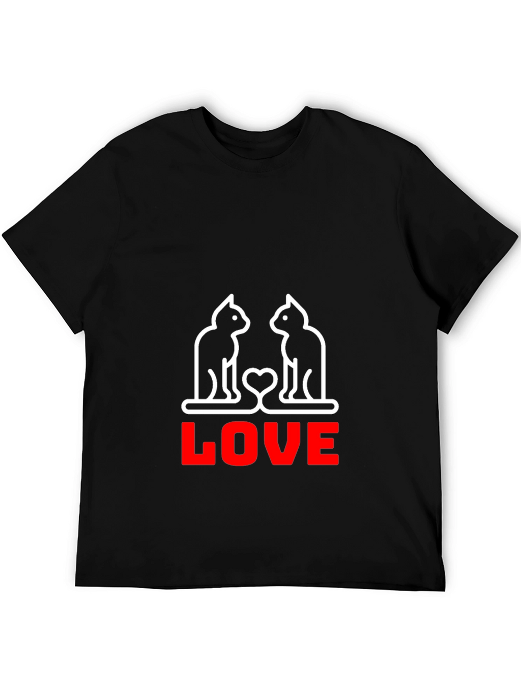 Cat Love Graphic T-Shirt - Black