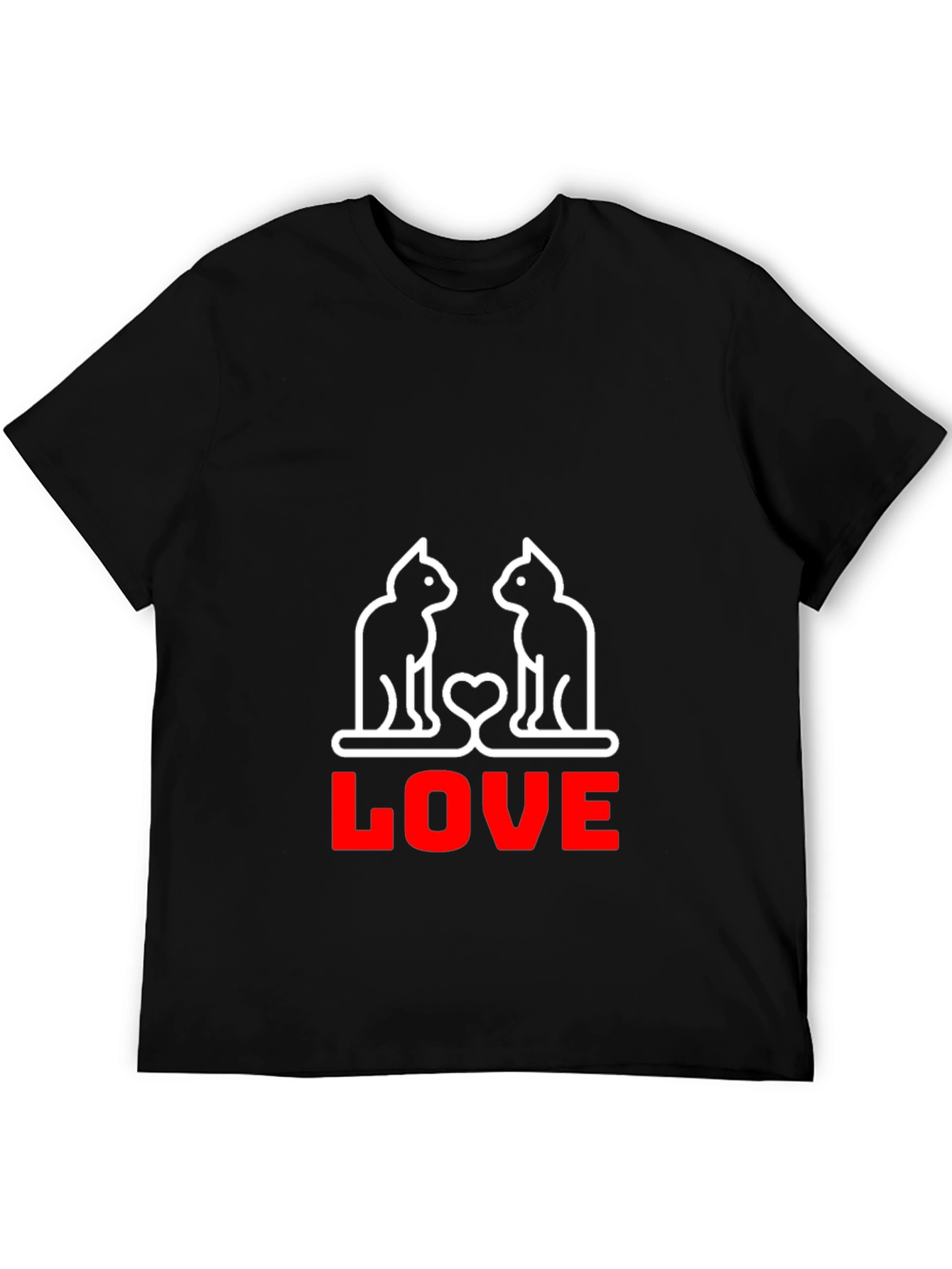 Cat Love Graphic T-Shirt - Black