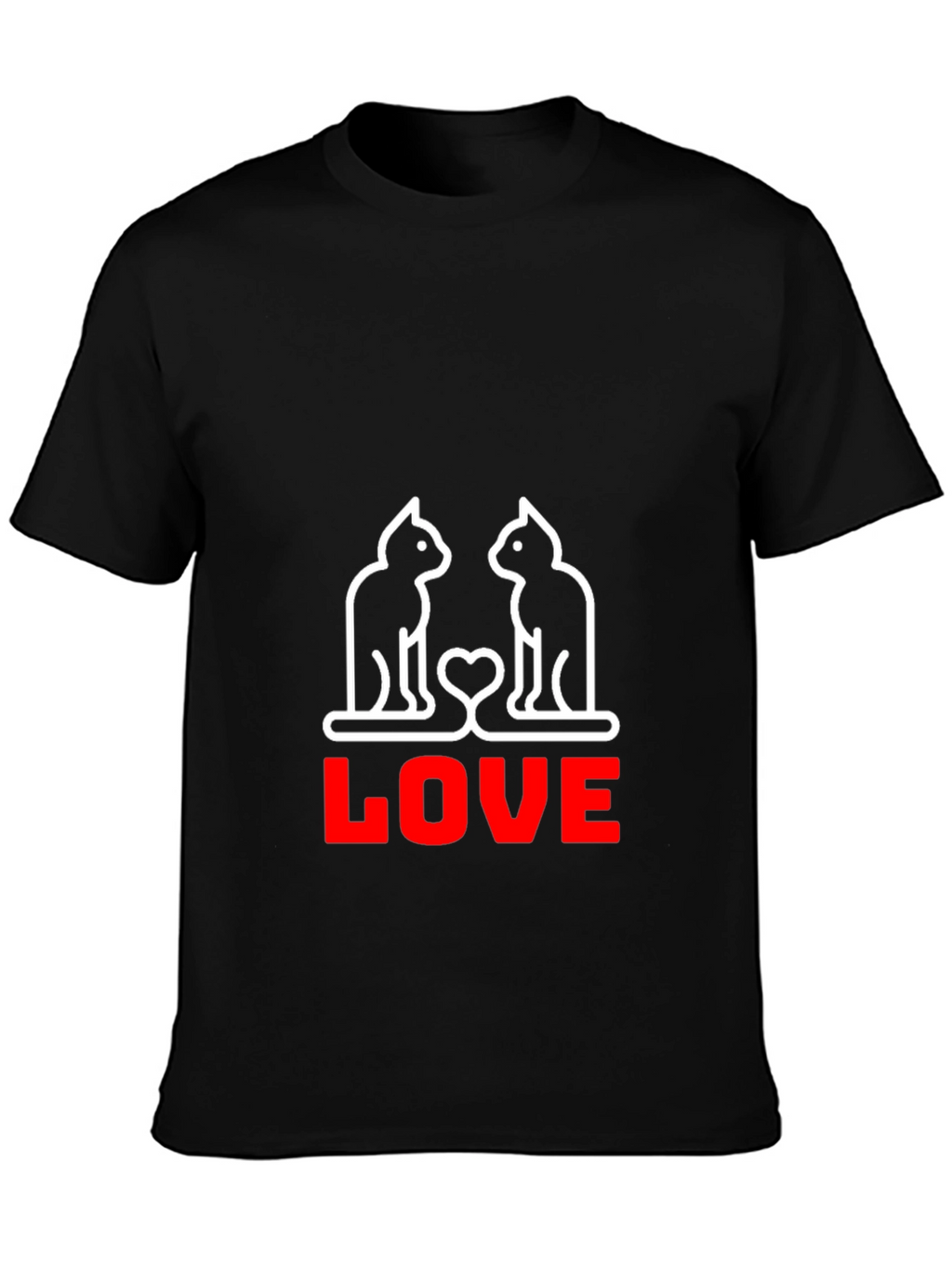 Cat Love Graphic T-Shirt - Black