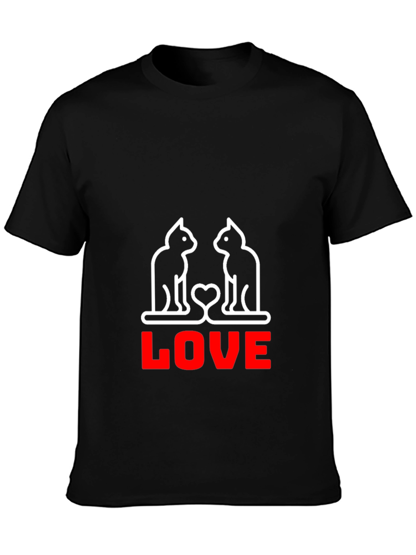 Cat Love Graphic T-Shirt - Black