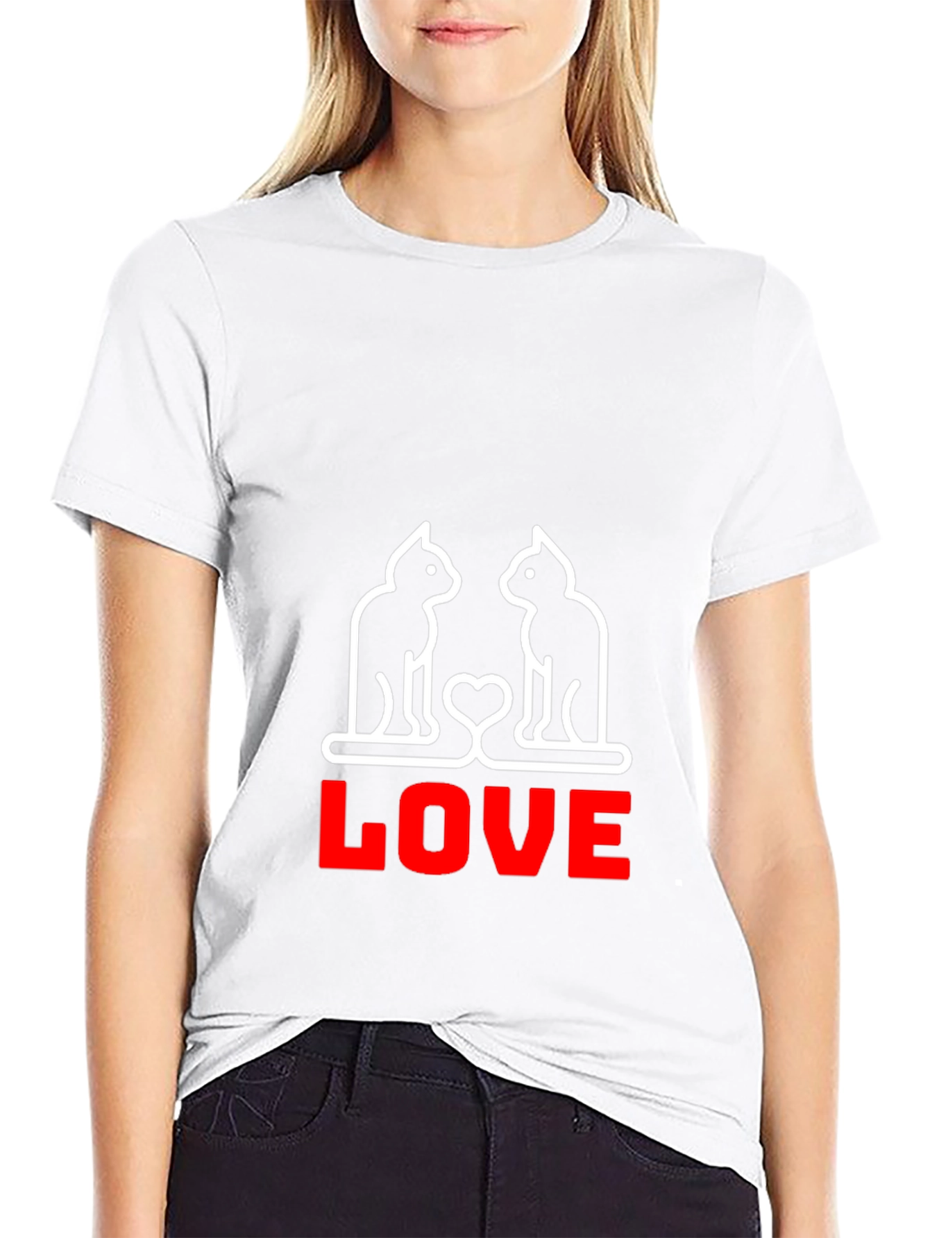 Cat Love Graphic T-Shirt - Black