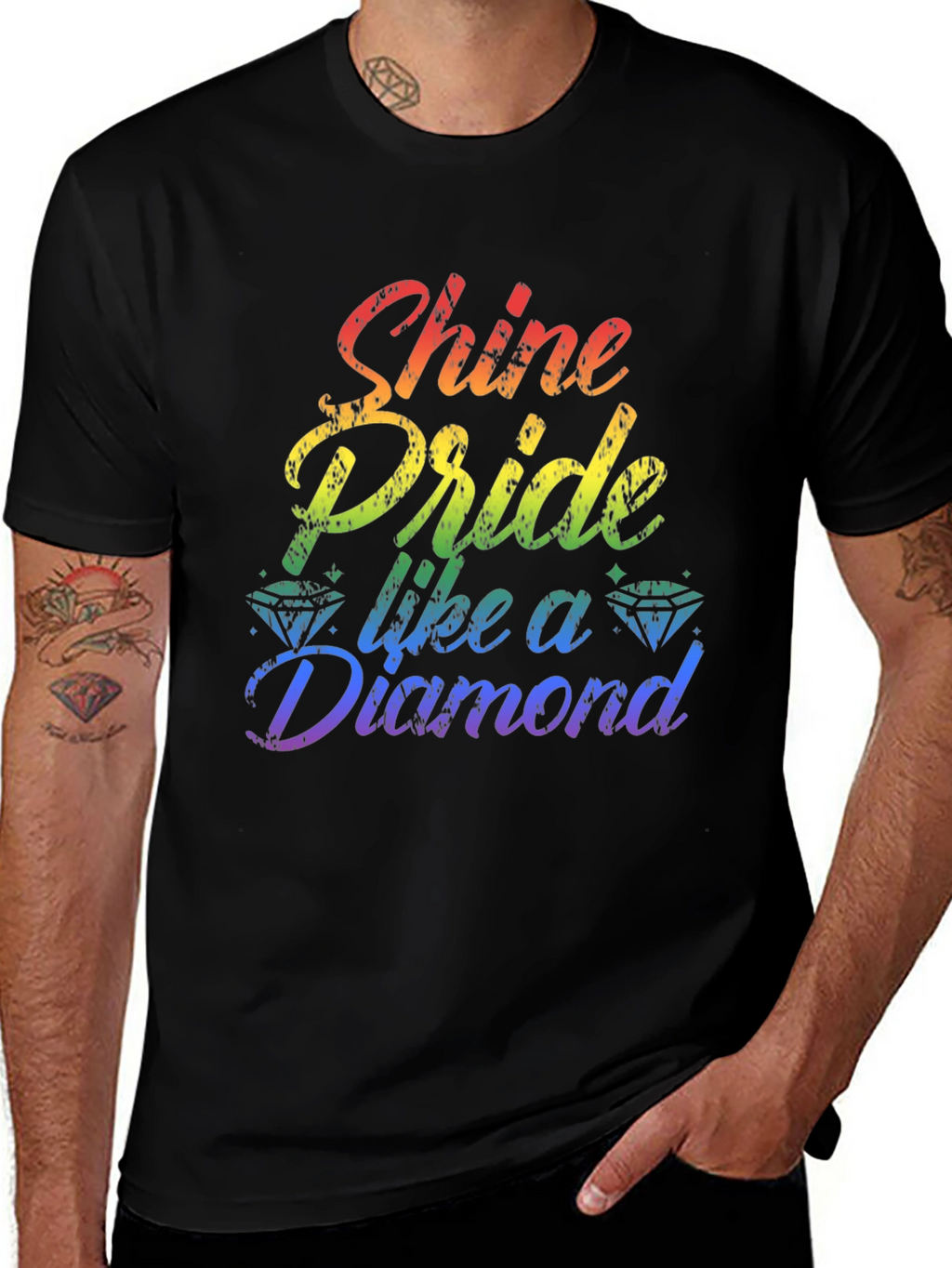 Shine Pride Diamond Graphic Tee - Black