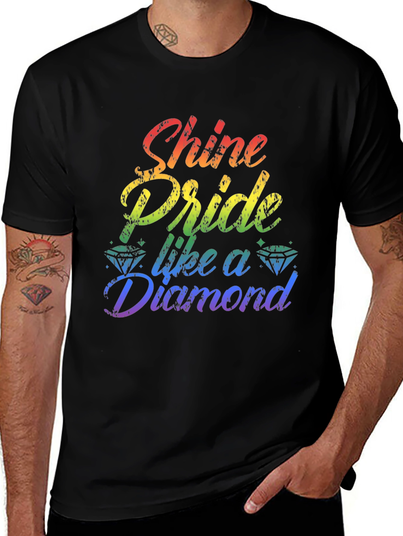 Shine Pride Diamond Graphic Tee - Black