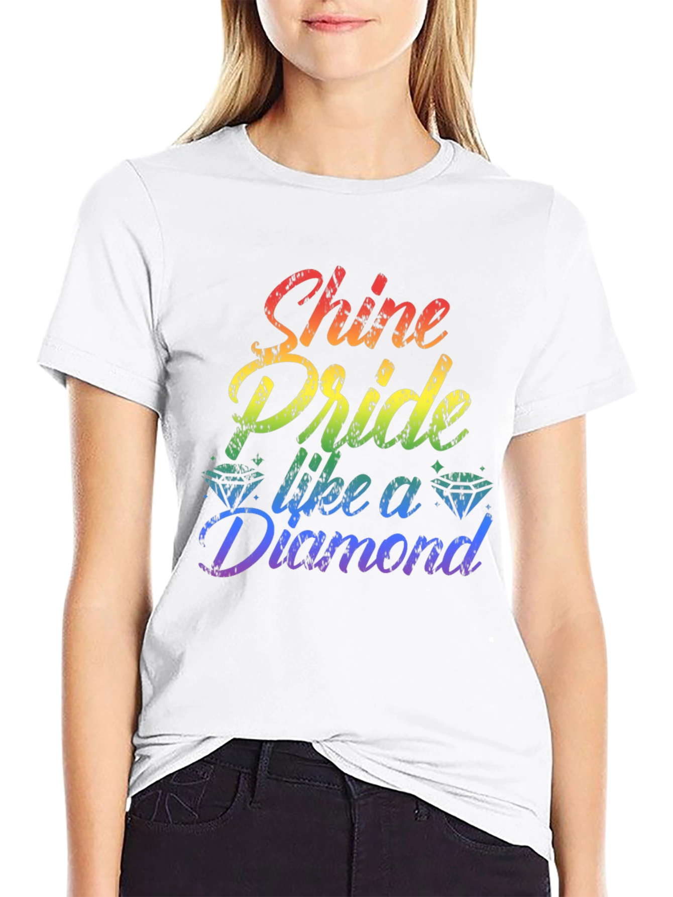 Shine Pride Diamond Graphic Tee - Black