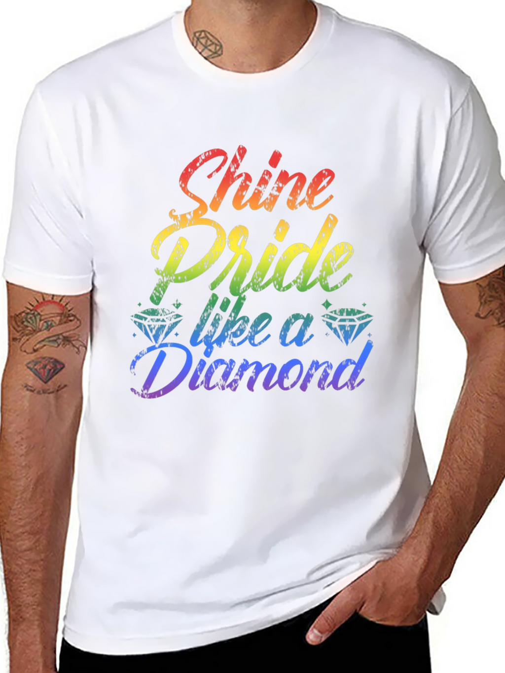 Shine Pride Diamond Graphic Tee - Black
