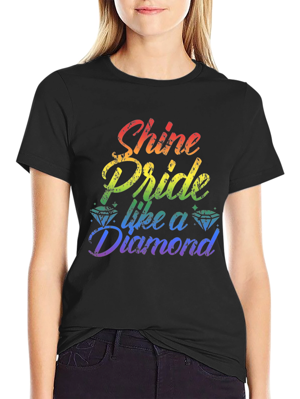 Shine Pride Diamond Graphic Tee - Black