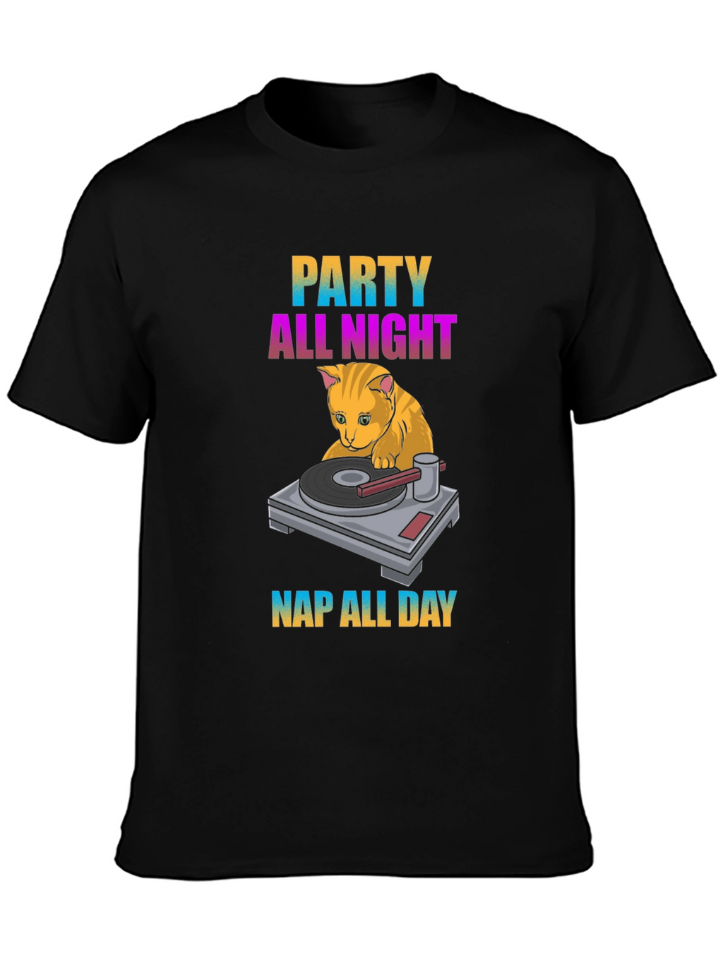 Party All Night Nap All Day Cat T-Shirt