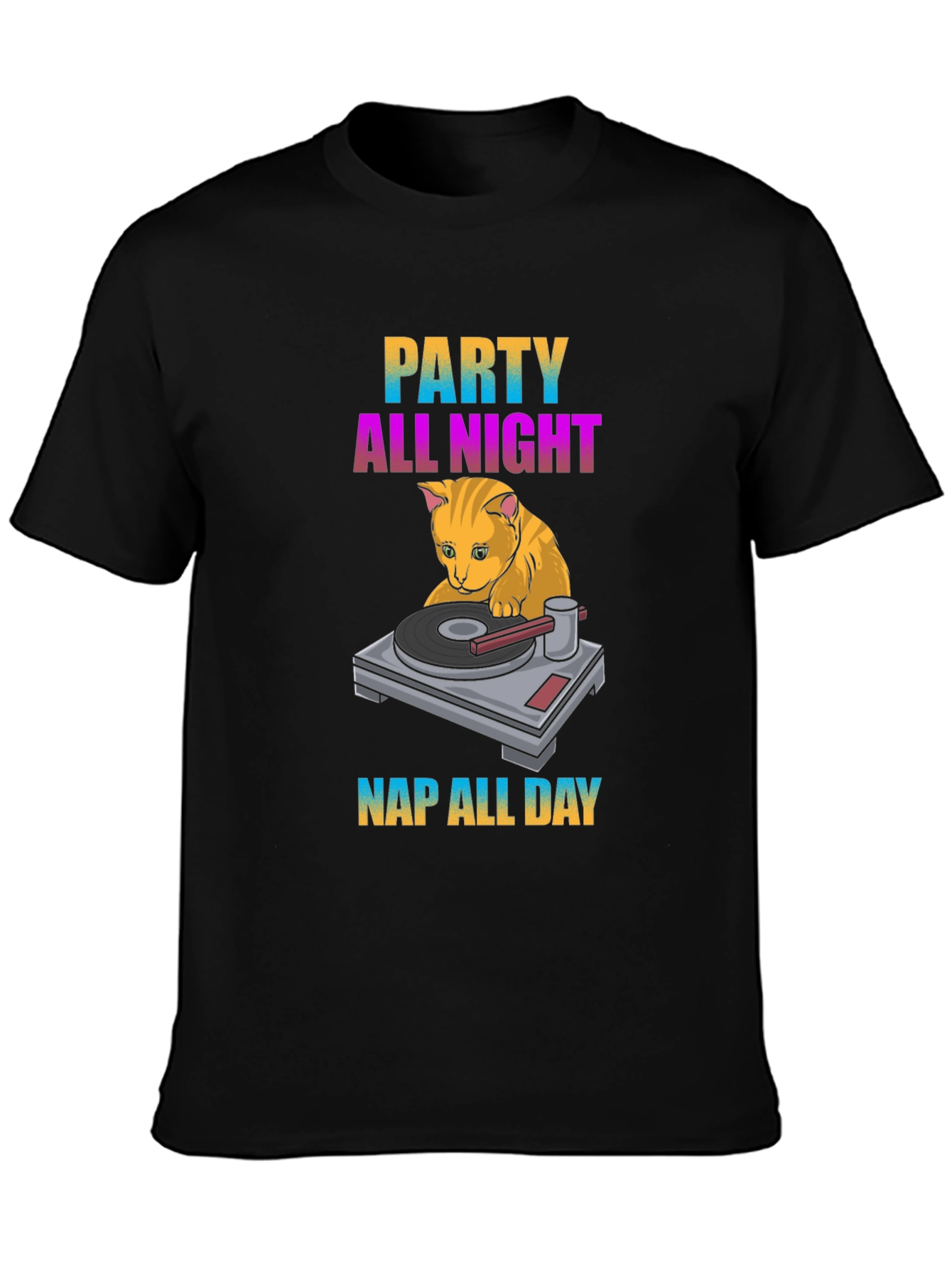 Party All Night Nap All Day Cat T-Shirt