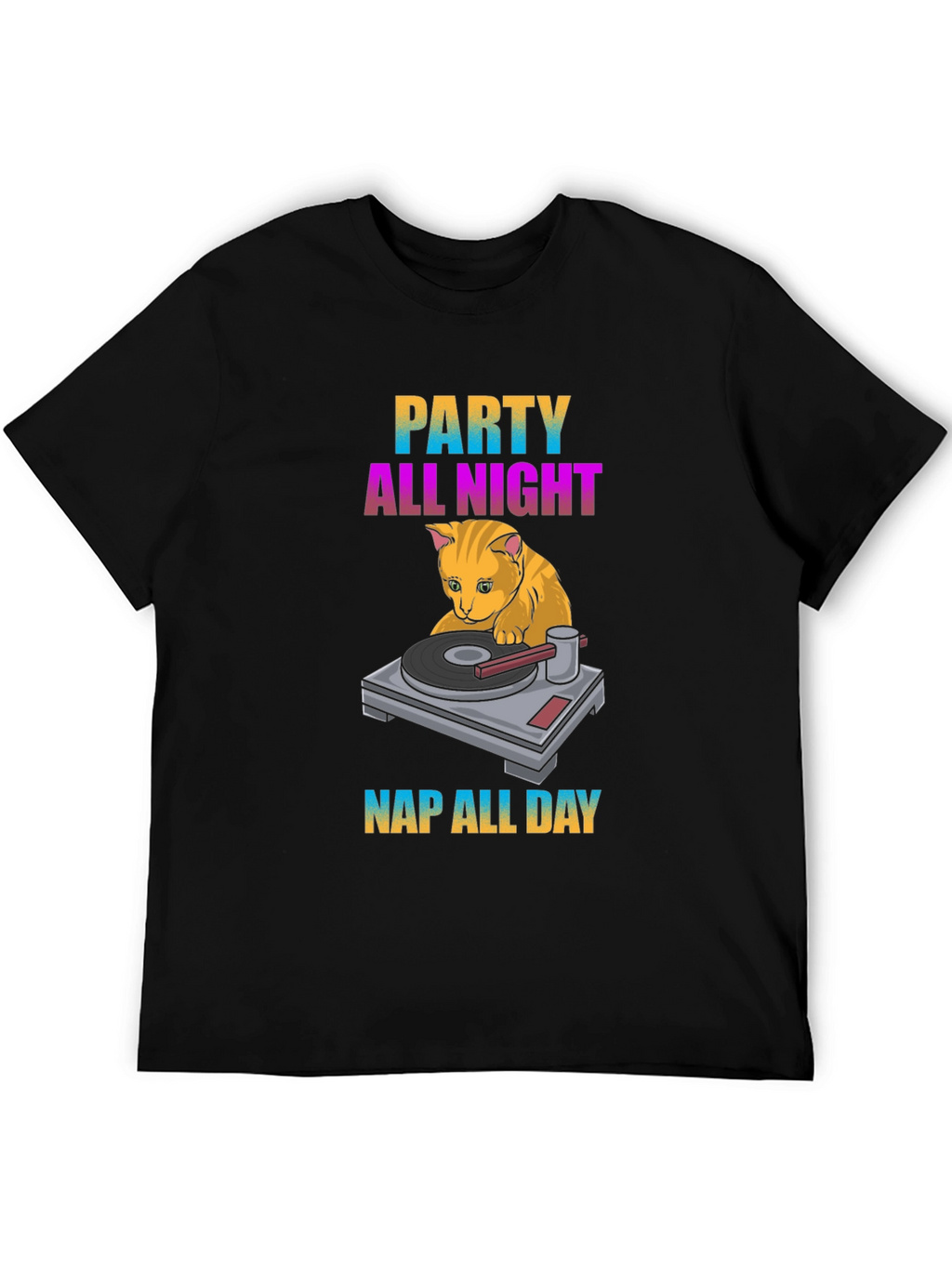Party All Night Nap All Day Cat T-Shirt