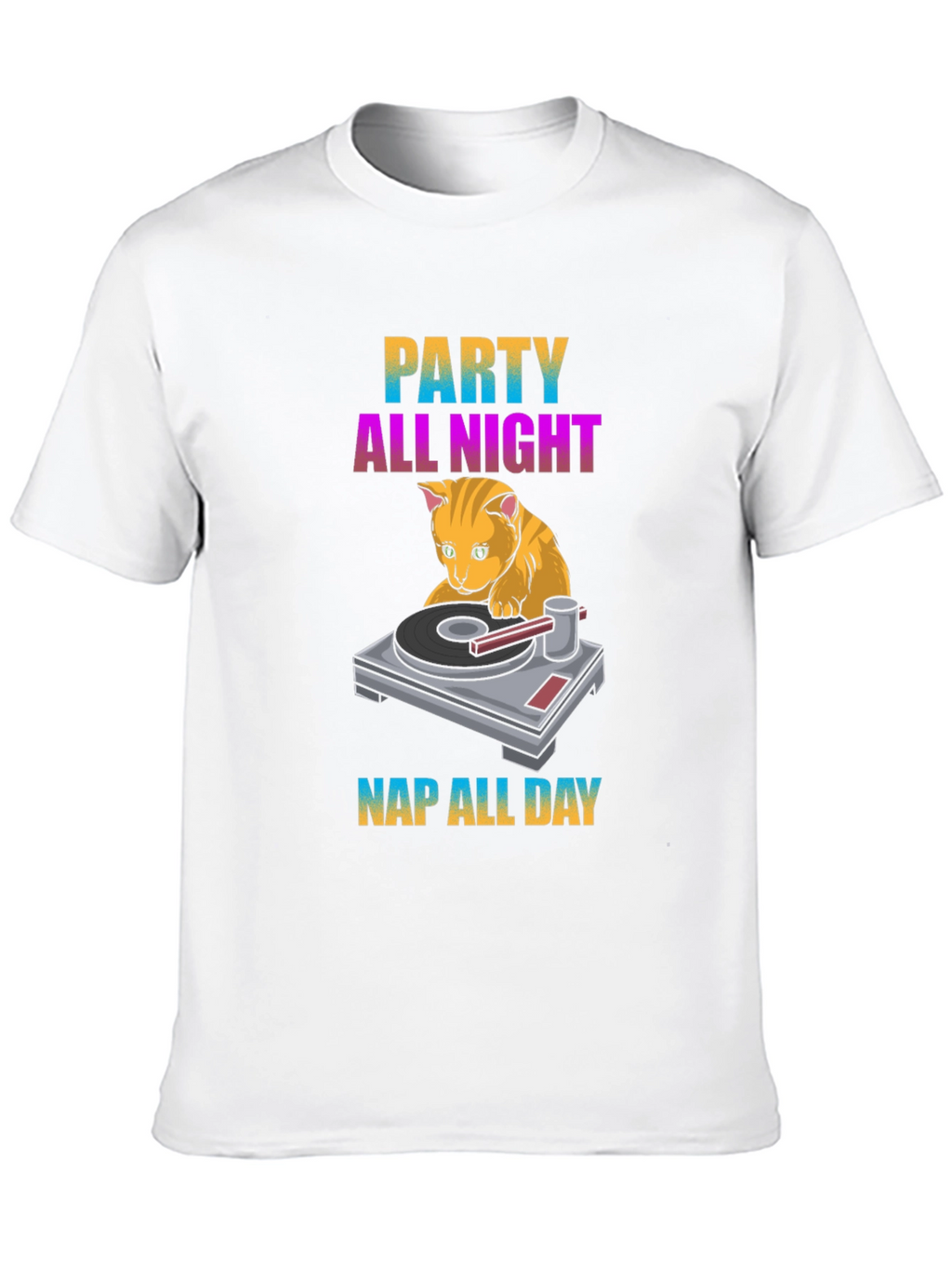 Party All Night Nap All Day Cat T-Shirt