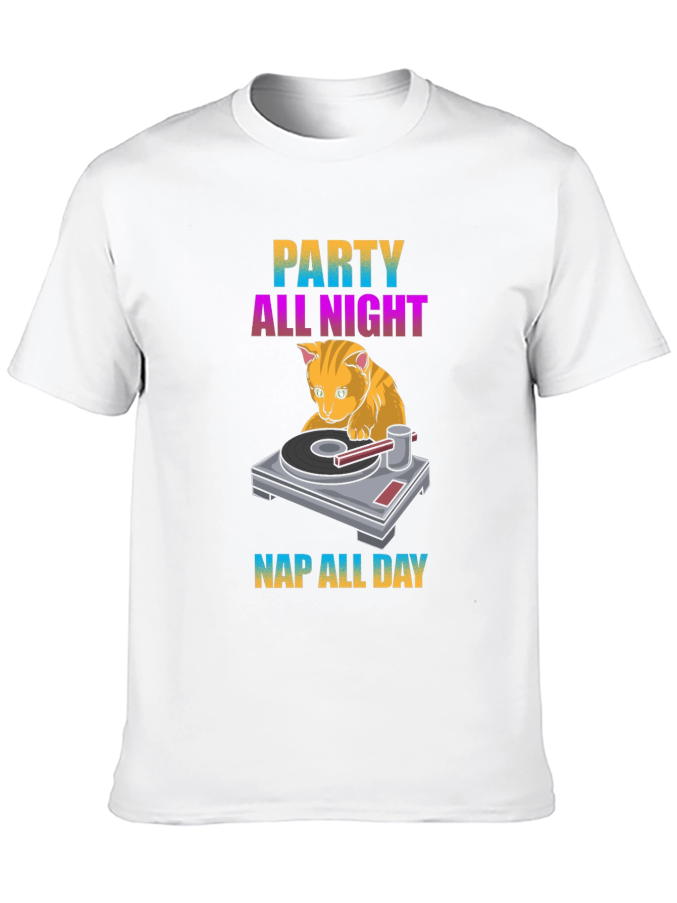 Party All Night Nap All Day Cat T-Shirt