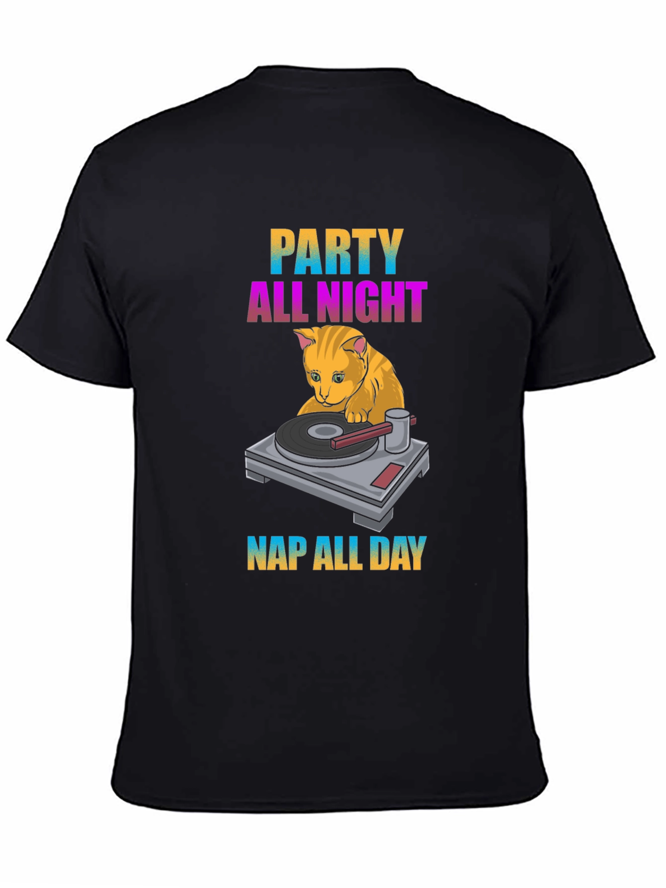 Party All Night Nap All Day Cat T-Shirt