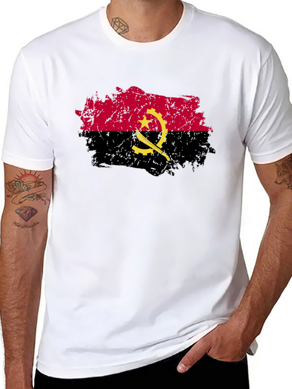 Angola Flag Grunge Style Graphic T-Shirt