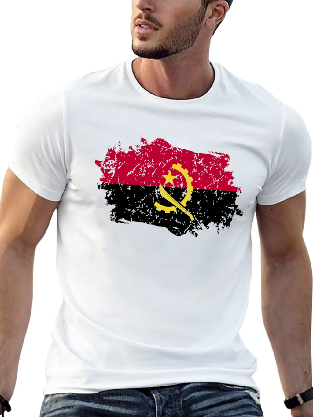 Angola Flag Grunge Style Graphic T-Shirt