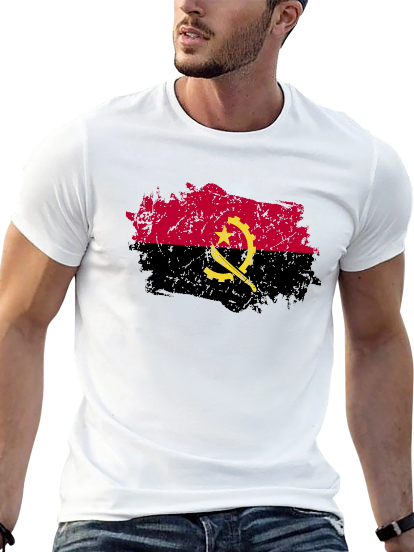 Angola Flag Grunge Style Graphic T-Shirt