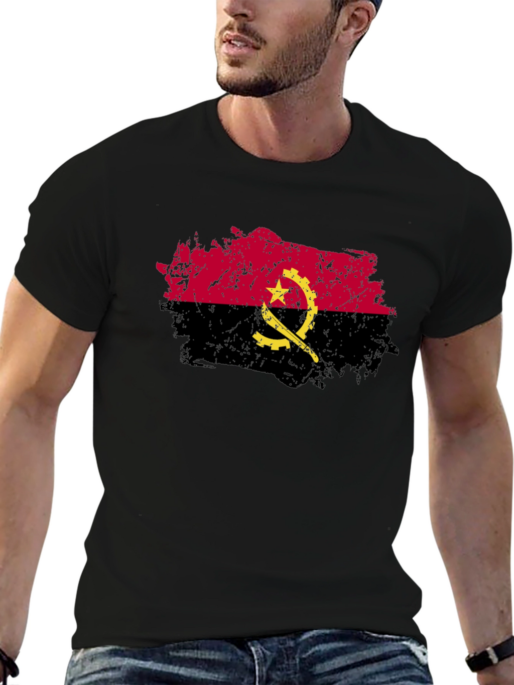 Angola Flag Grunge Style Graphic T-Shirt