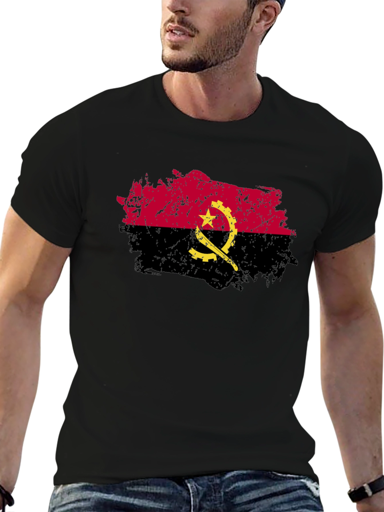 Angola Flag Grunge Style Graphic T-Shirt