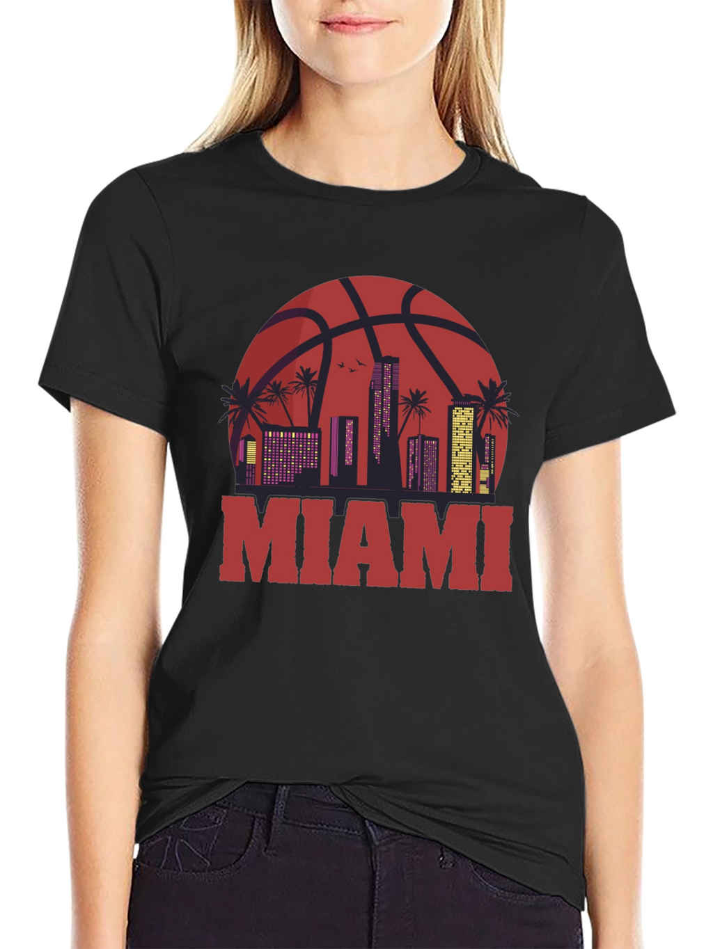 Miami Basketball Skyline Graphic Tee