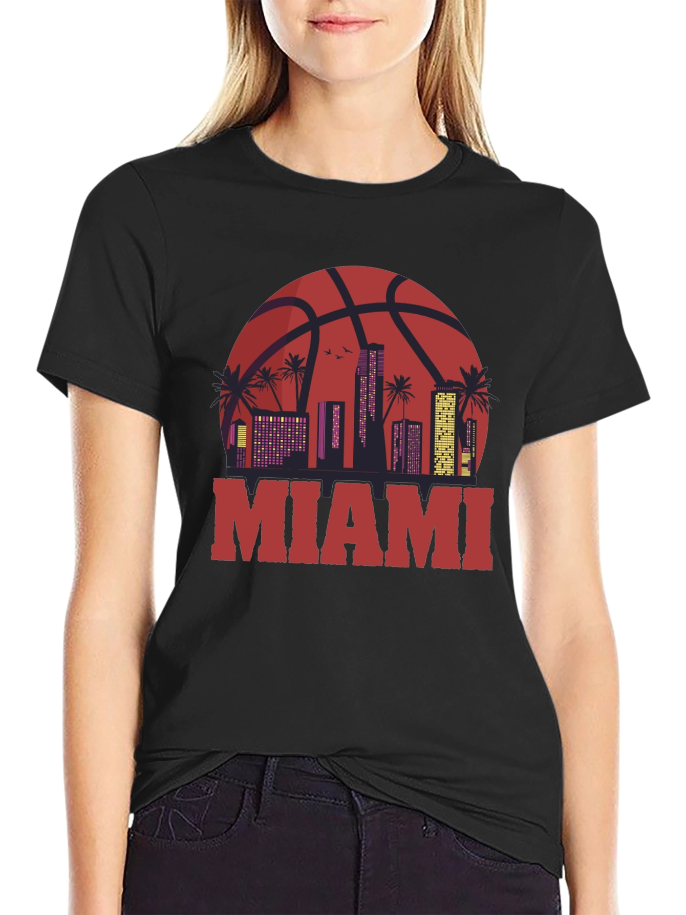 Miami Basketball Skyline Graphic Tee