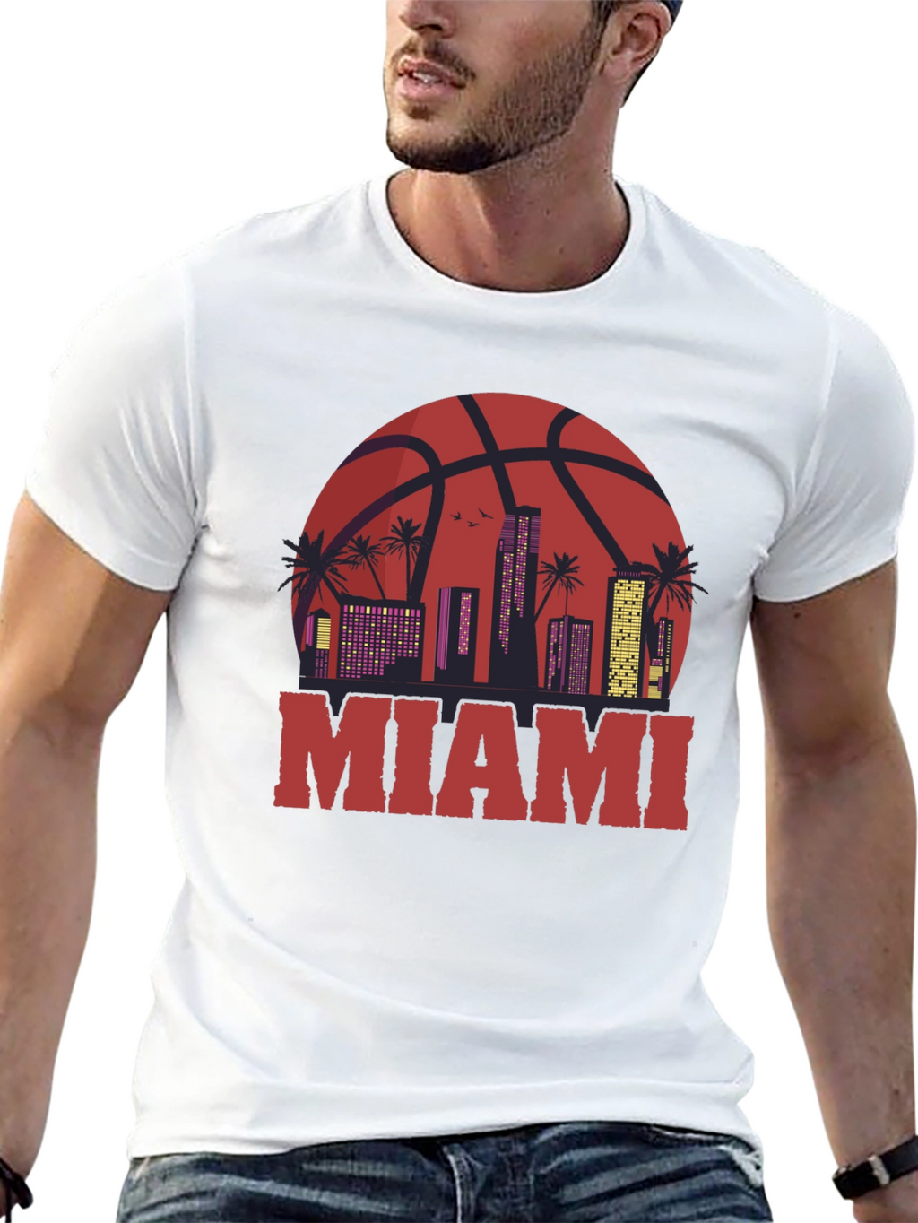 Miami Basketball Skyline Graphic Tee