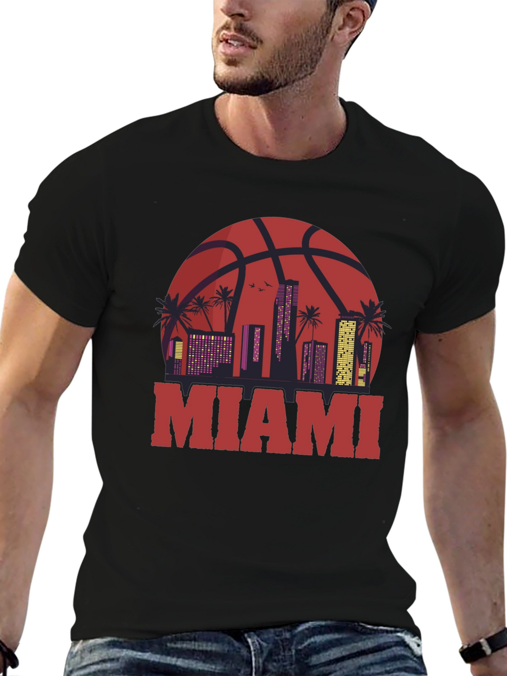 Miami Basketball Skyline Graphic Tee