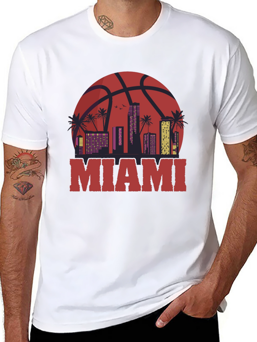 Miami Basketball Skyline Graphic Tee