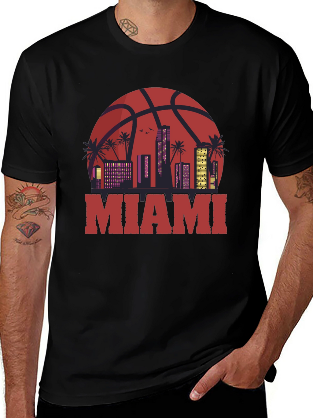 Miami Basketball Skyline Graphic Tee