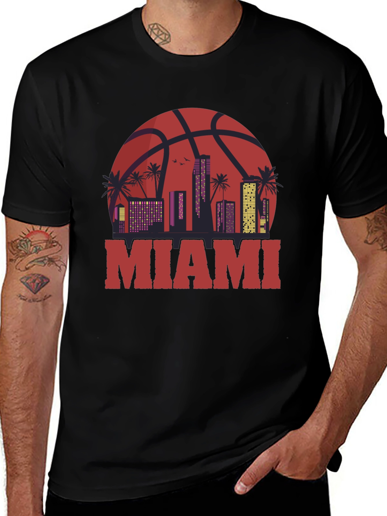 Miami Basketball Skyline Graphic Tee