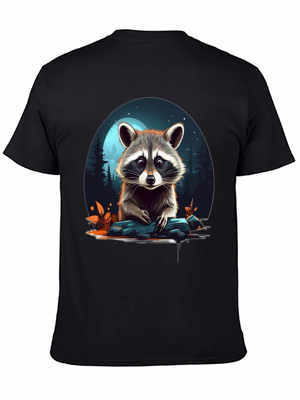 Raccoon Graphic Tee - Nature Lovers Black T-Shirt
