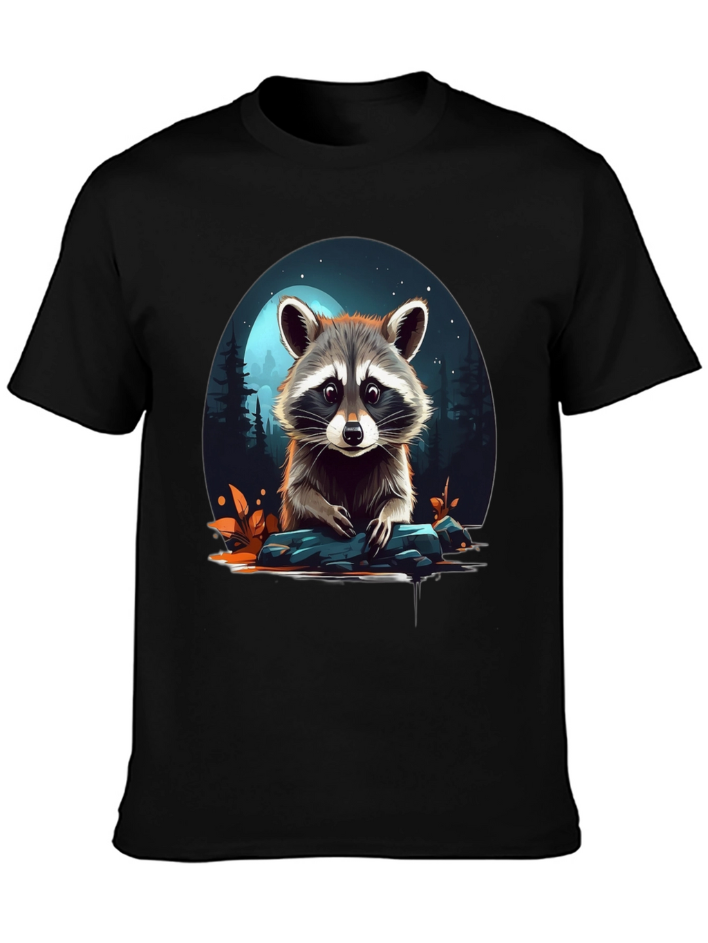 Raccoon Graphic Tee - Nature Lovers Black T-Shirt