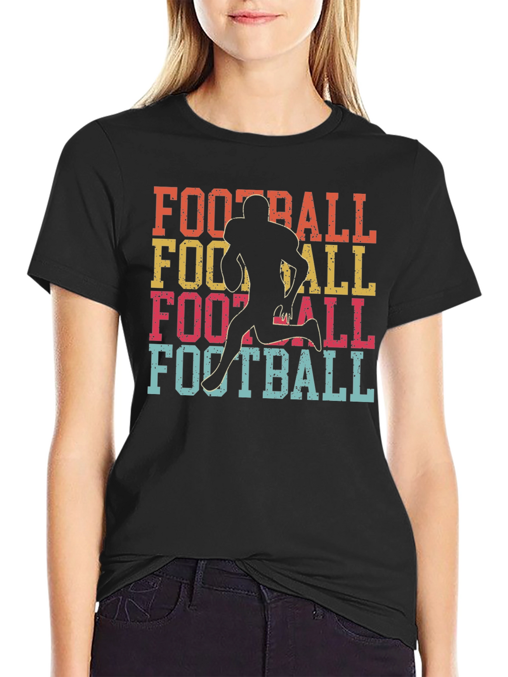 Retro Football Player Graphic T-Shirt