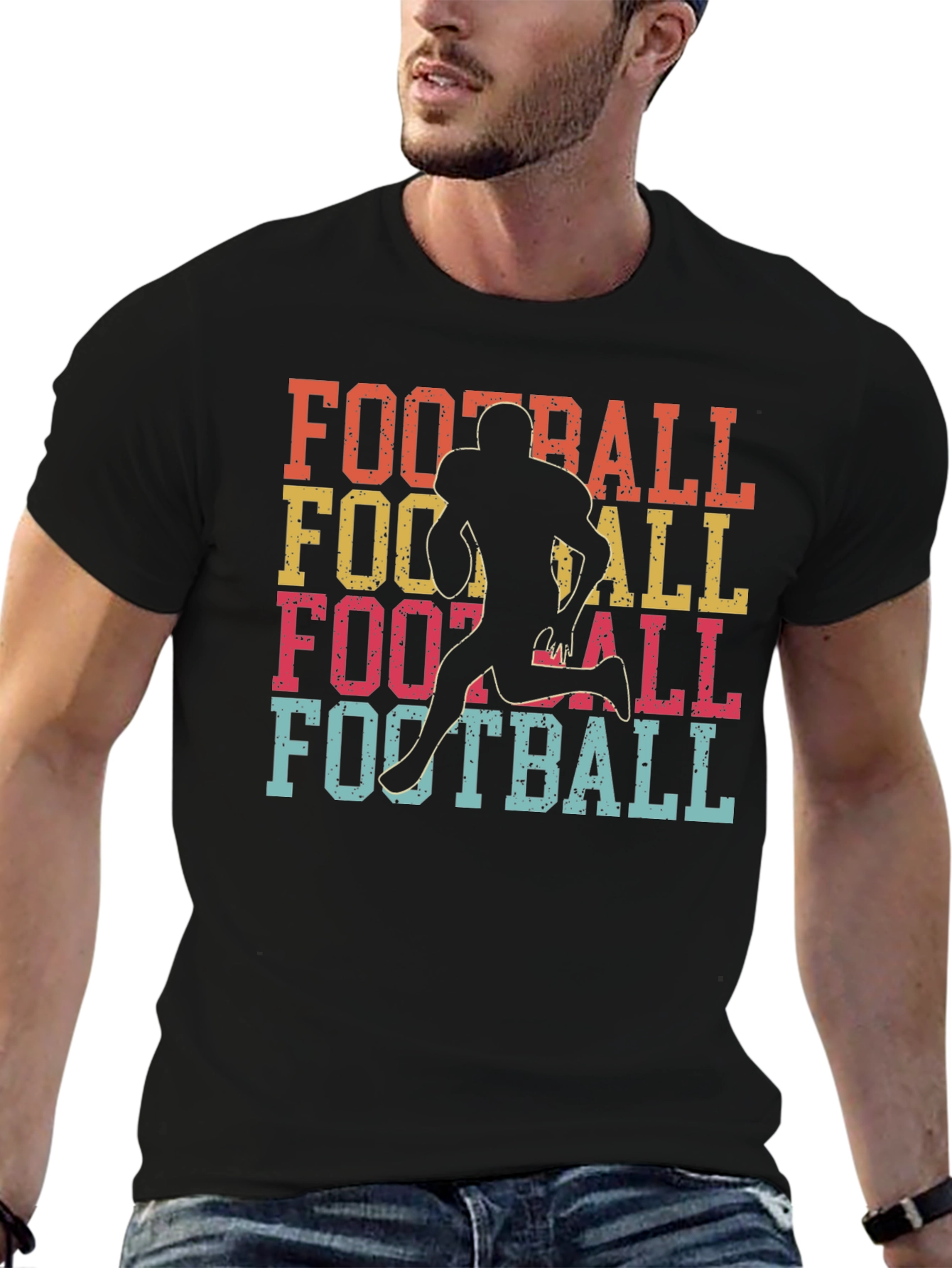 Retro Football Player Graphic T-Shirt