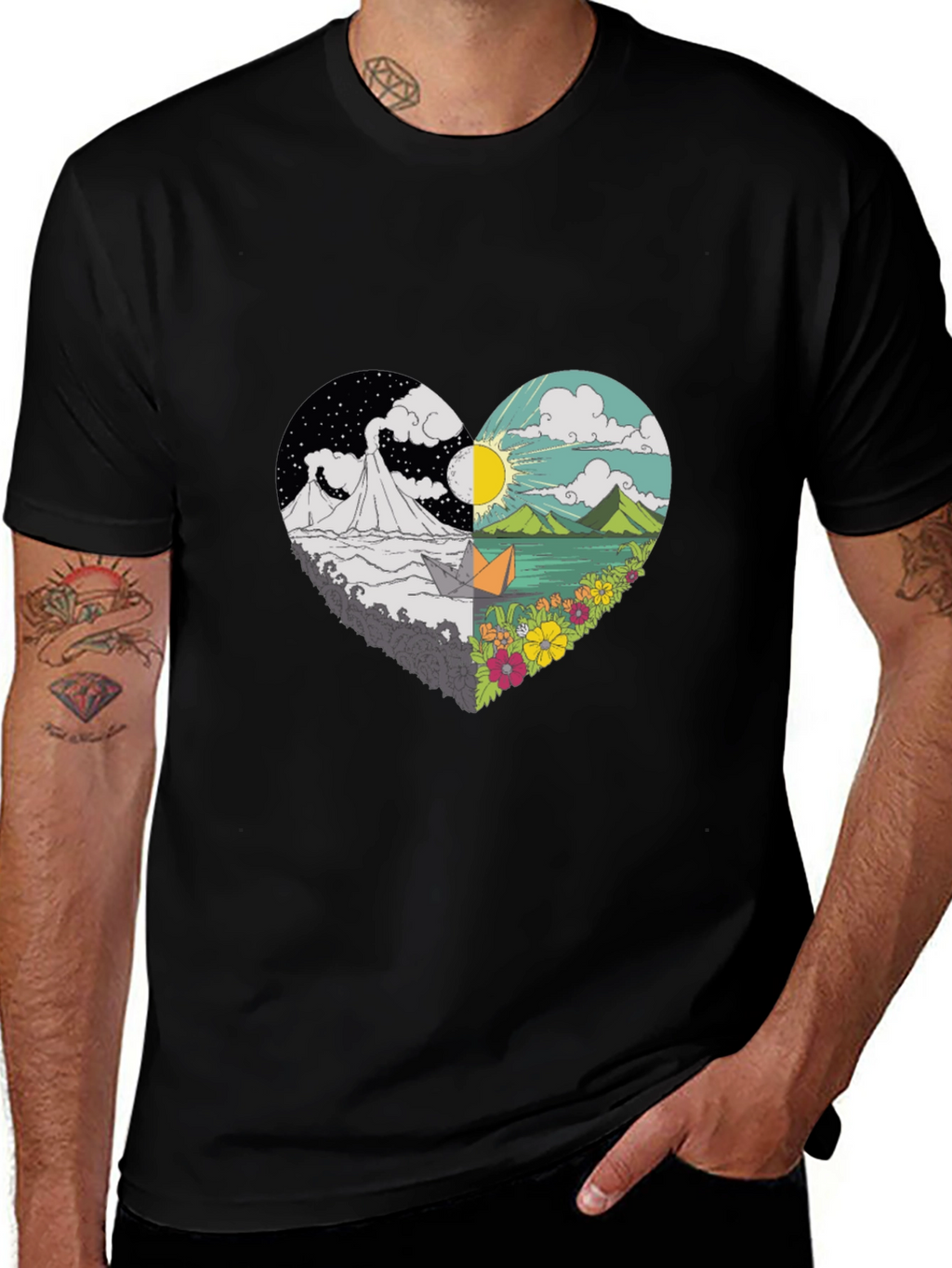 Heart Graphic T-Shirt: Day & Night Tee