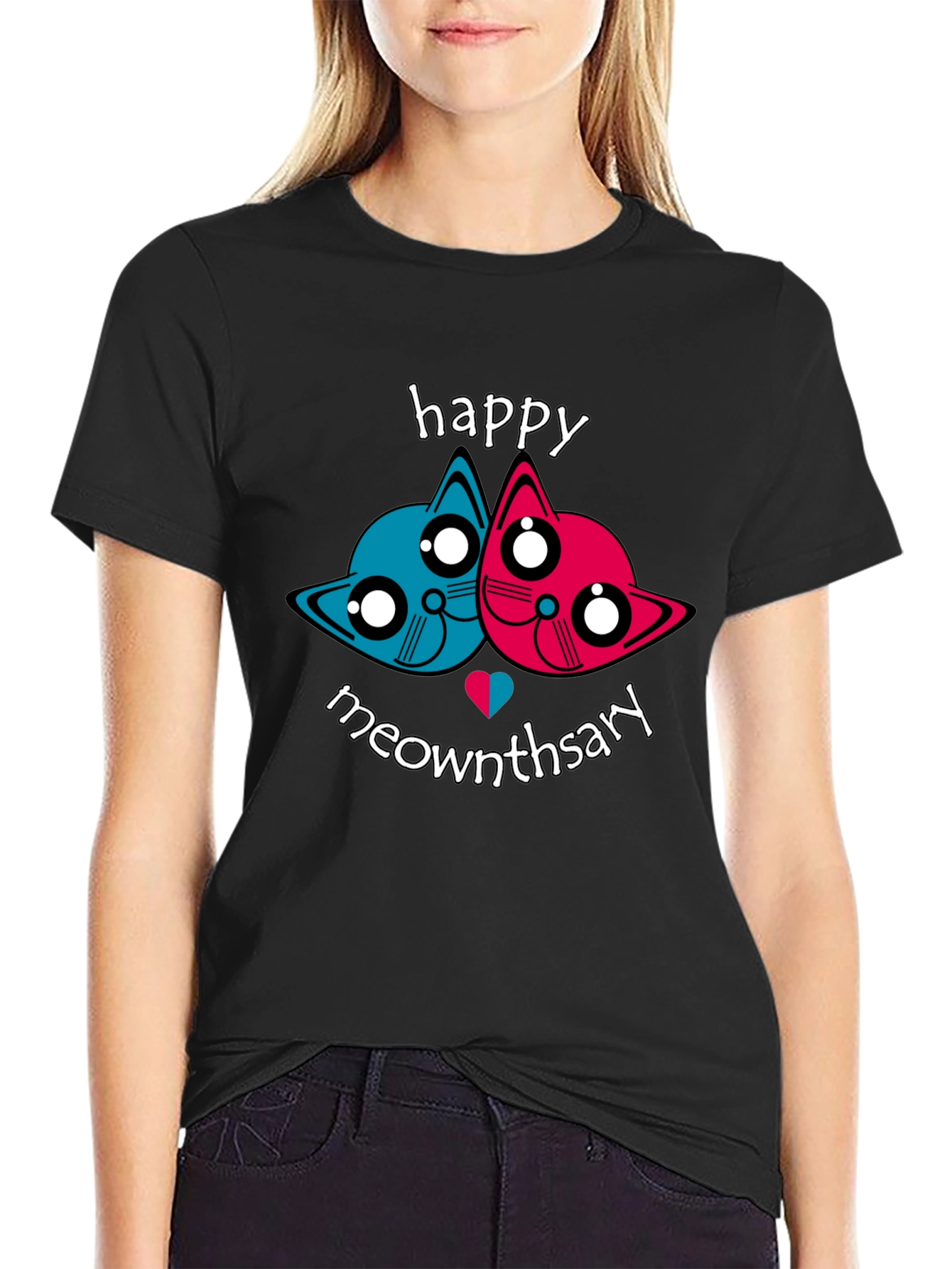 Happy Meownthsary Graphic Tee - Anniversary Cat Lovers