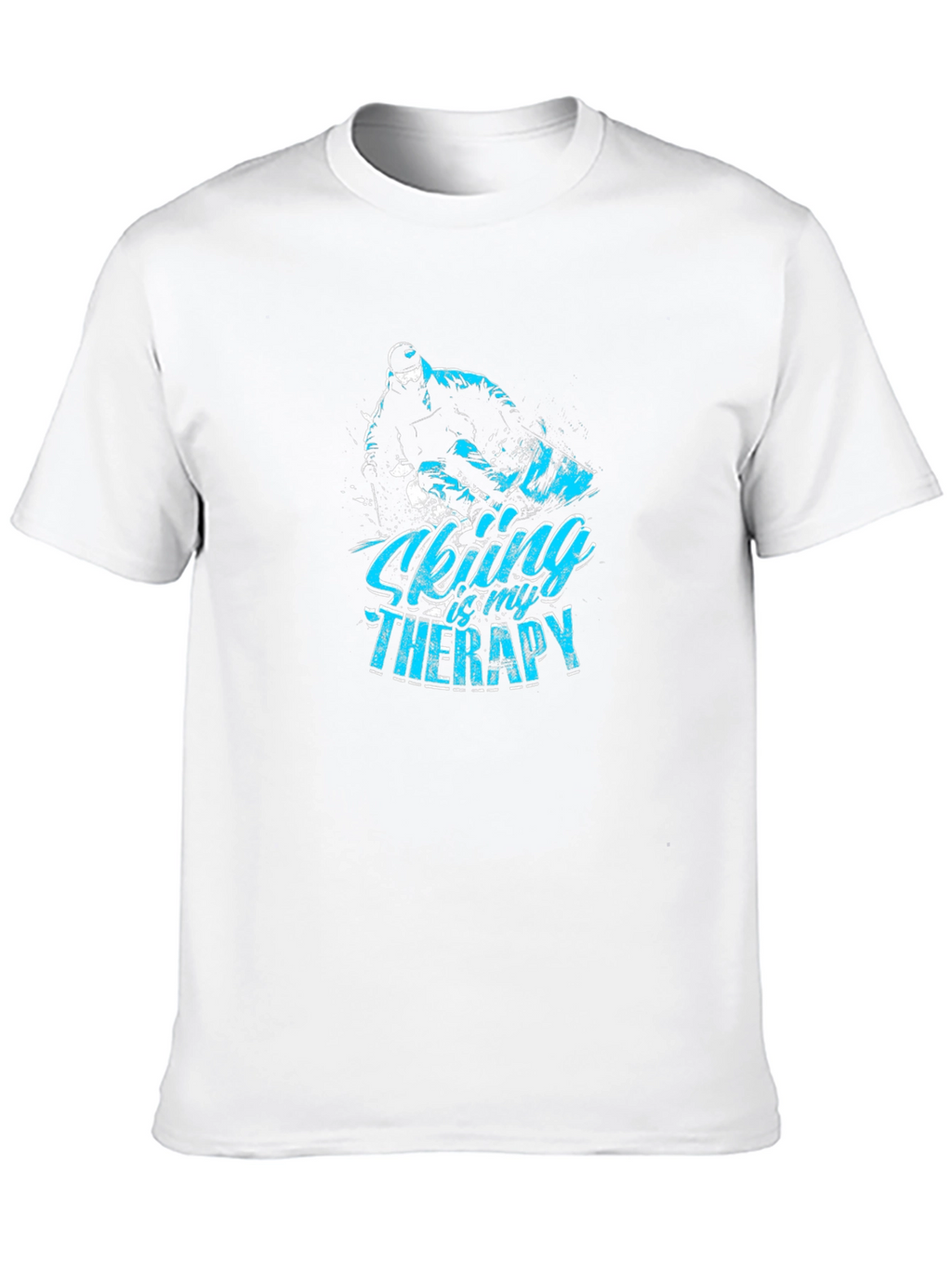 Skiing Therapy Graphic Tee - Black Cotton T-Shirt