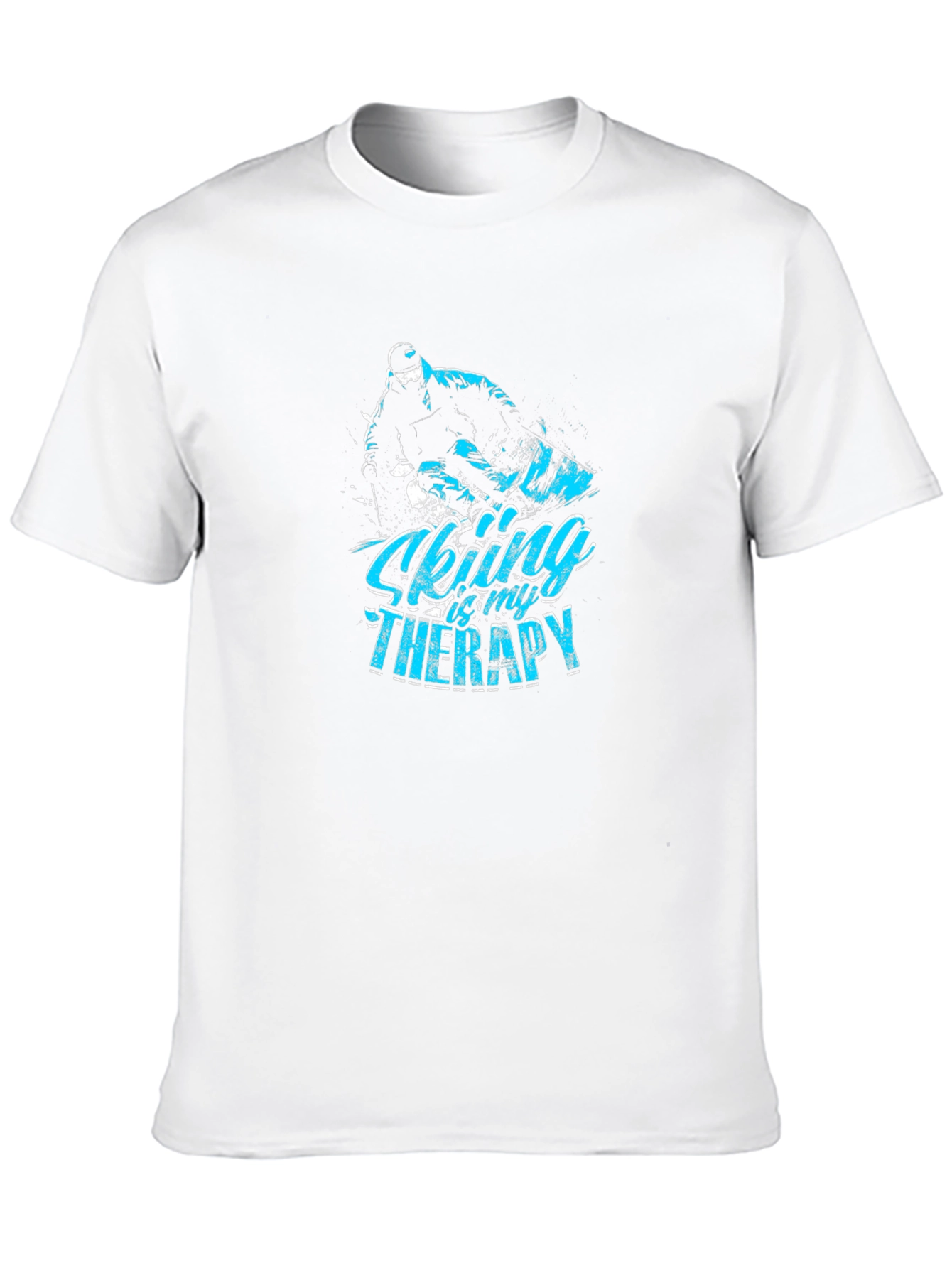 Skiing Therapy Graphic Tee - Black Cotton T-Shirt