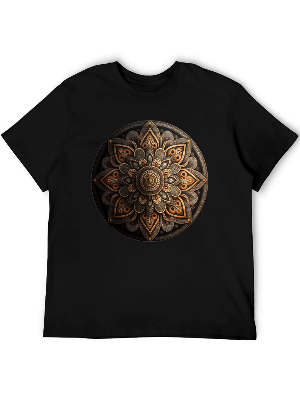 Mandala Art Graphic Print Black T-Shirt