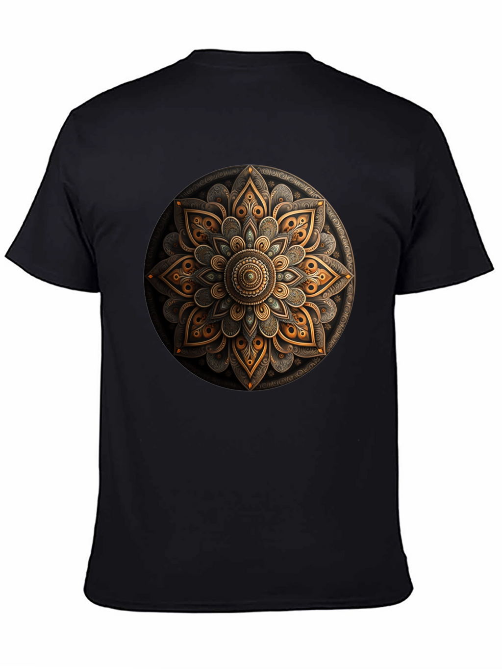 Mandala Art Graphic Print Black T-Shirt