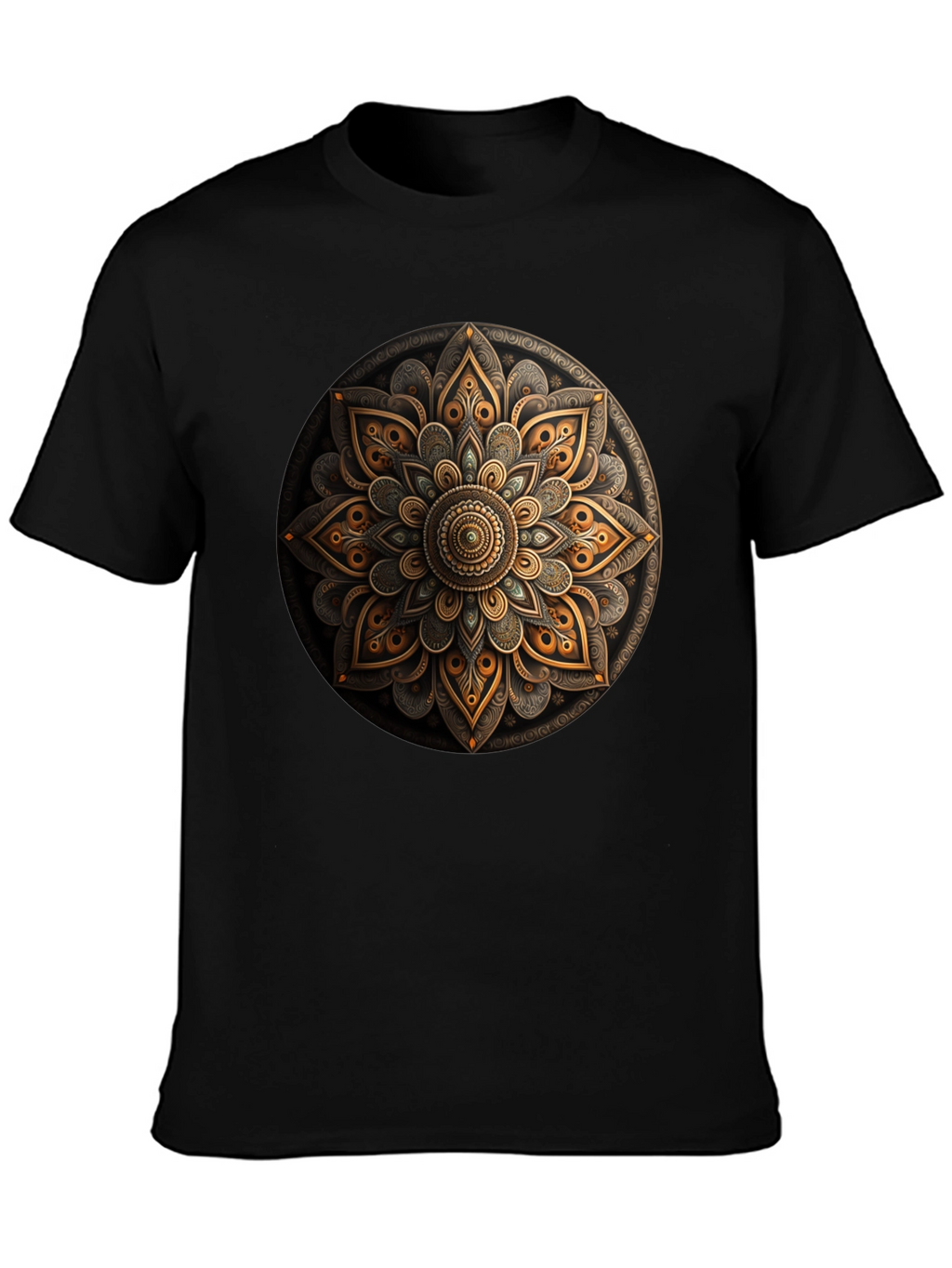 Mandala Art Graphic Print Black T-Shirt