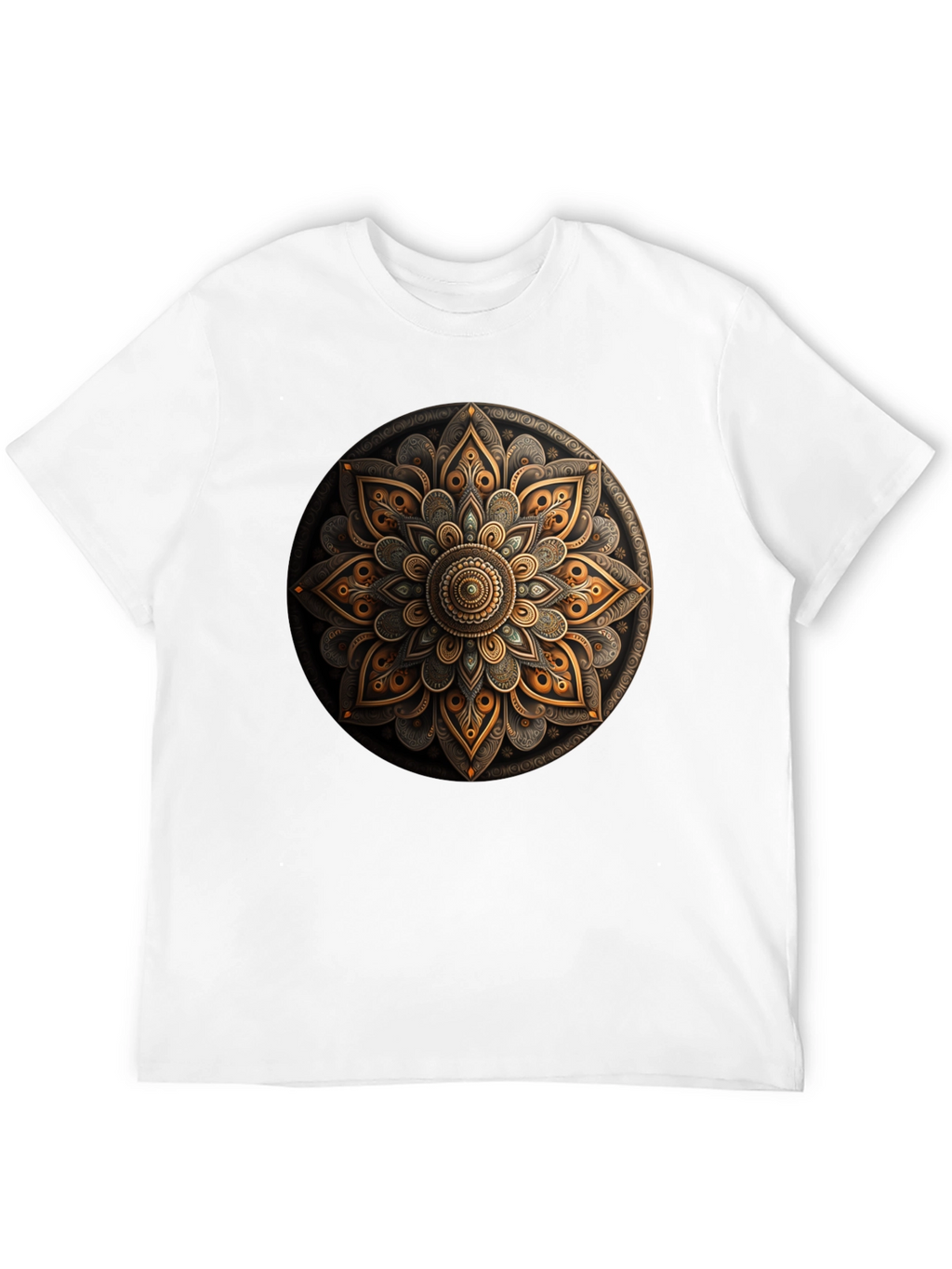 Mandala Art Graphic Print Black T-Shirt