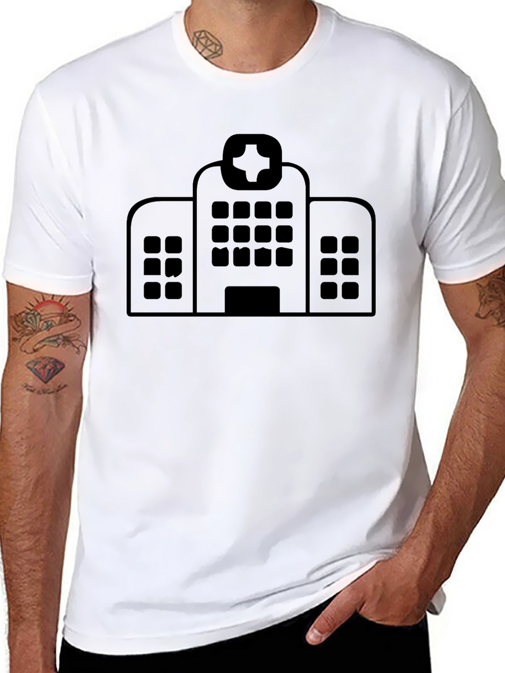 Hospital Graphic Tee - Classic Black Cotton T-Shirt
