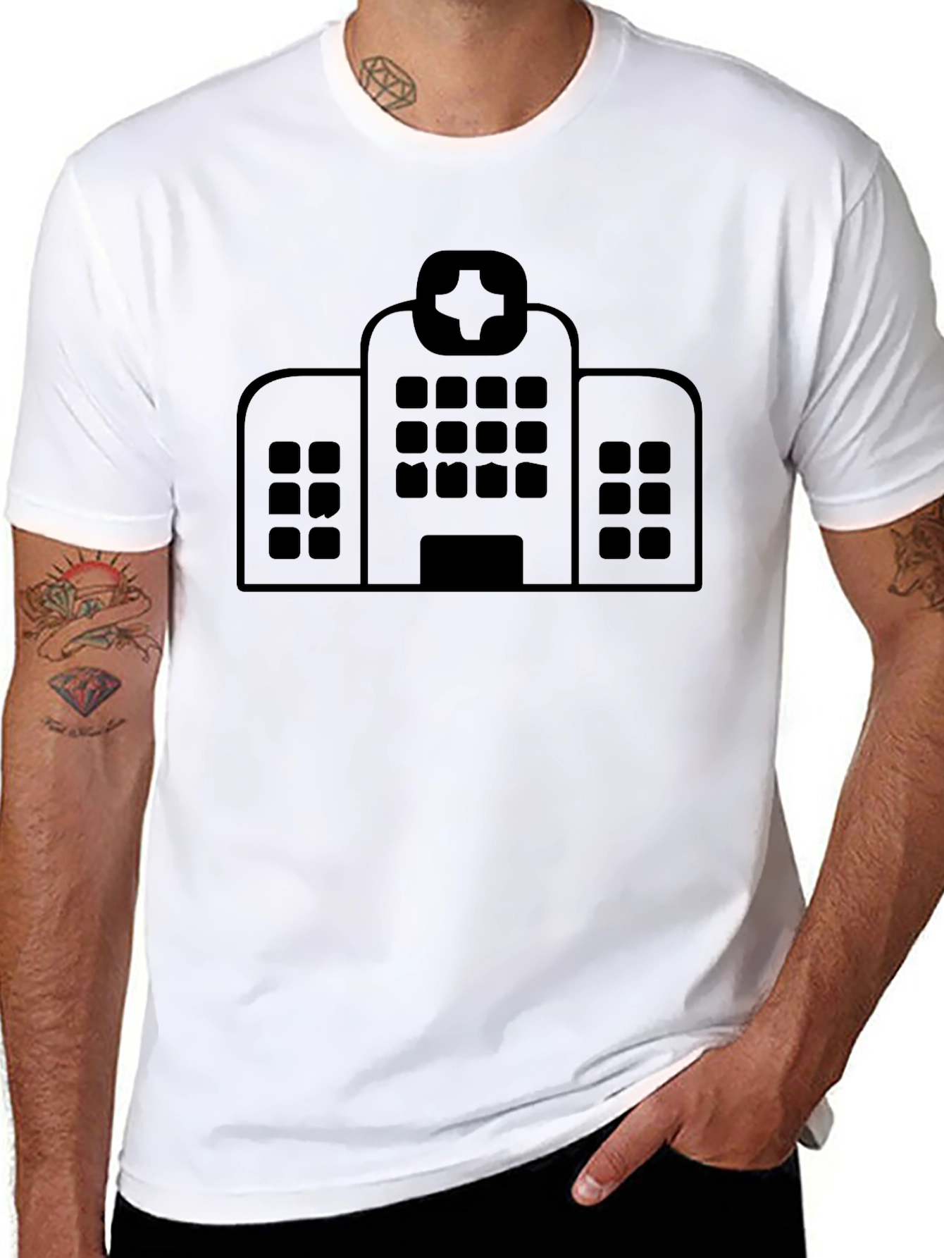 Hospital Graphic Tee - Classic Black Cotton T-Shirt