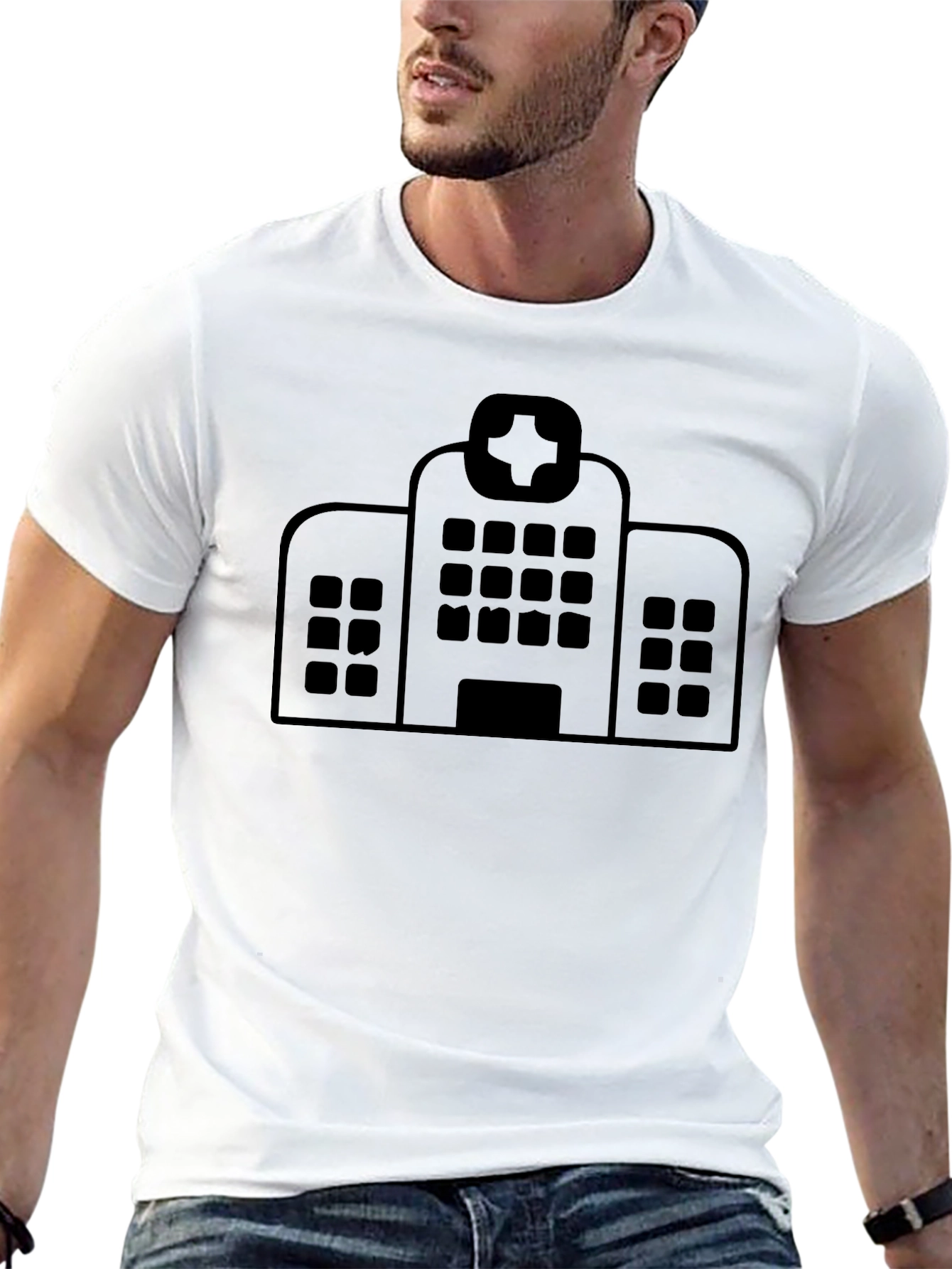 Hospital Graphic Tee - Classic Black Cotton T-Shirt