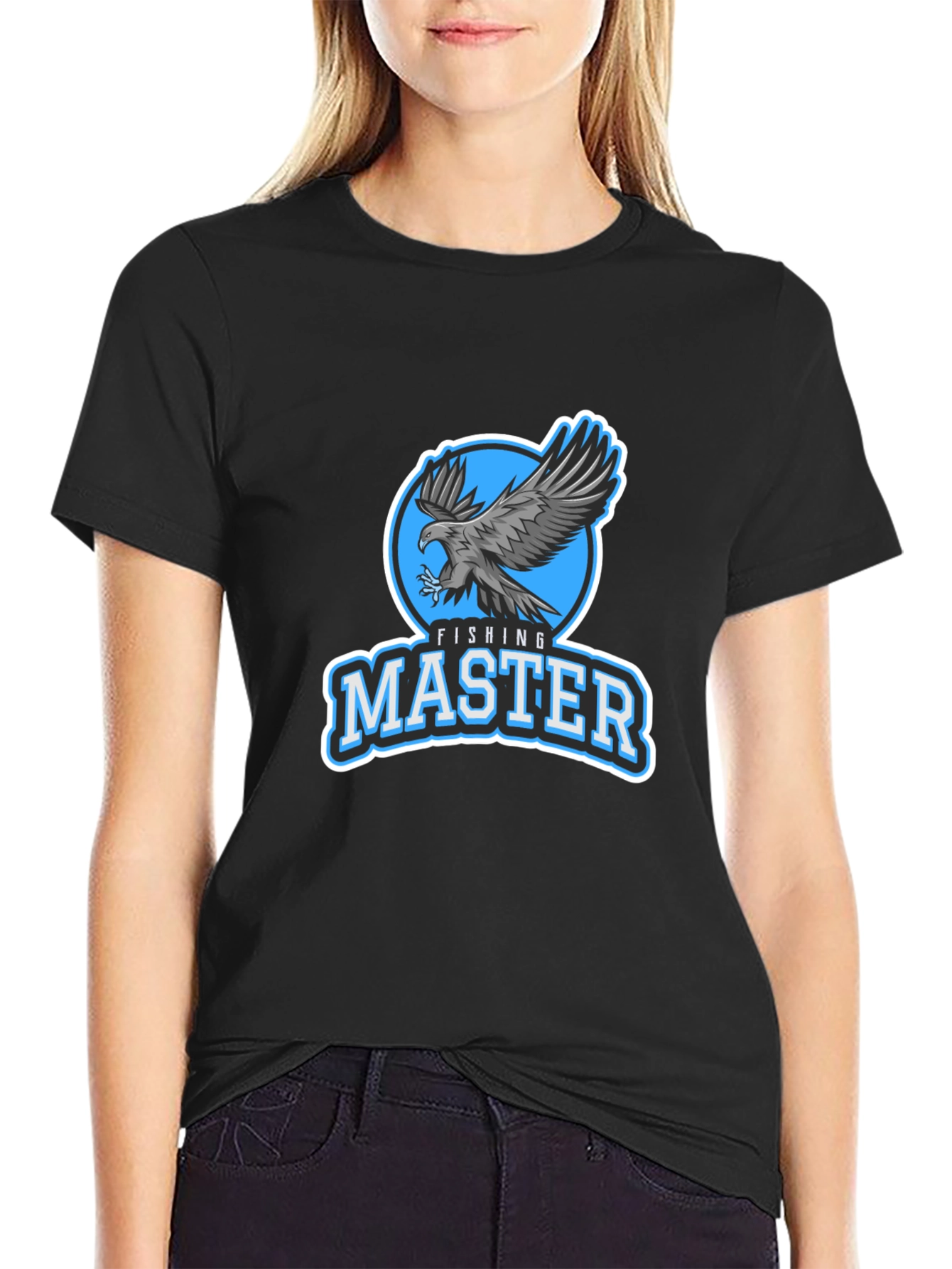 Fishing Master Eagle Graphic Black T-Shirt
